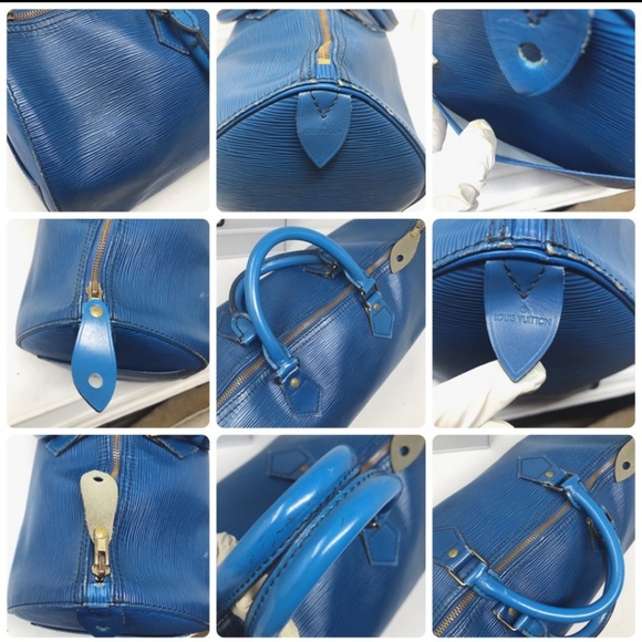 AUTHENTIC LOUIS VUITTON SPEEDY 40 EPI Blue Handbag - Picture 6 of 8